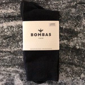 Bombas crew socks. Black. Sz large. NWT